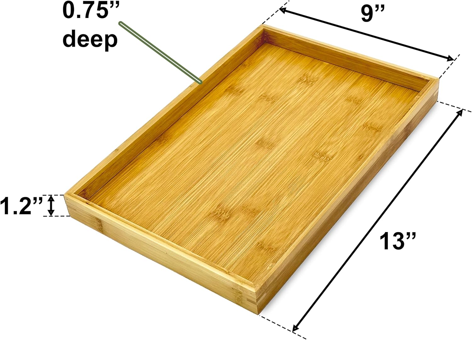 Natural Bamboo Serving Tray Platter 13 x 9 Rectangular, Bamboo