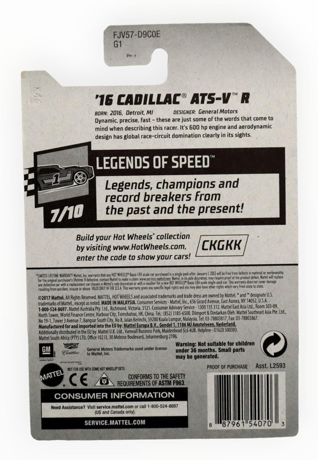Hot Wheels 2018 50th Anniversary Legends of Speed '16 Cadillac ATS-V R 70/365, Black