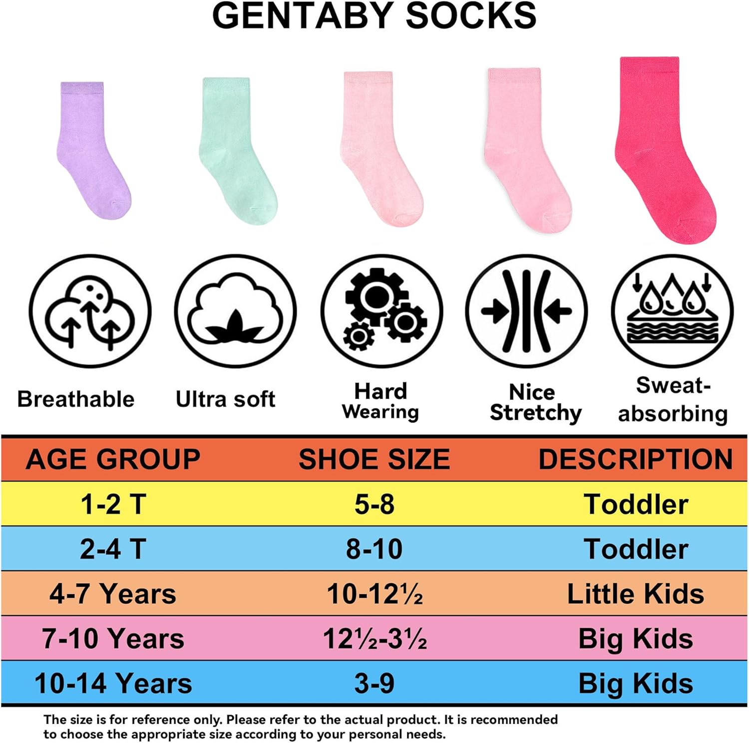 Toddlers Kids Crew Socks 15 Pairs Boys Girls Socks Casual Athletic Dress Socks for Kids 1-14 Years - Image 7