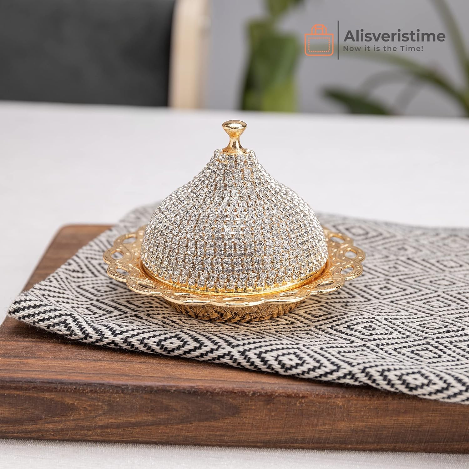 Alisveristime 27 Pc Ottoman Turkish Greek Arabic Coffee Espresso Serving Cup Saucer Crystal Set (Gelincik) - Handcrafted Traditional Set with Hilal Motifs (Gold) - Image 5