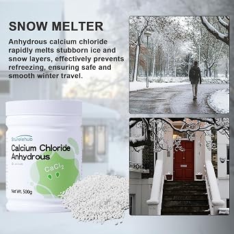 Calcium Chloride Anhydrous, 500g Lab Grade, Calcium Chloride Powder for Laboratory, for DIY Drying Agent Packet, Ideal for Snow Melter