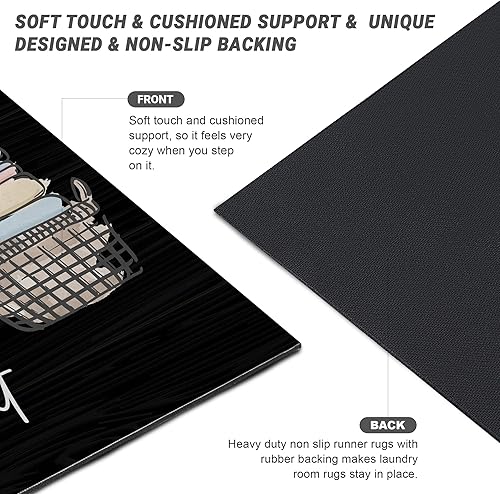 Miniatura 6 de Alfombra antideslizante para lavandería, decoración de lavandería, alfombra lavable para lavandería, baño, cocina, 17 x 47 pulgadas, azul