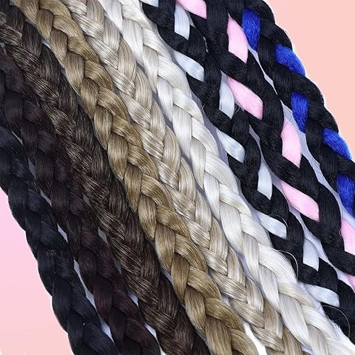 Miniatura 4 de Extensiones de cabello trenzado, 6 piezas de trenzas de bebé, con fleco frontal, extensiones de cola de caballo largas trenzadas, extensiones de