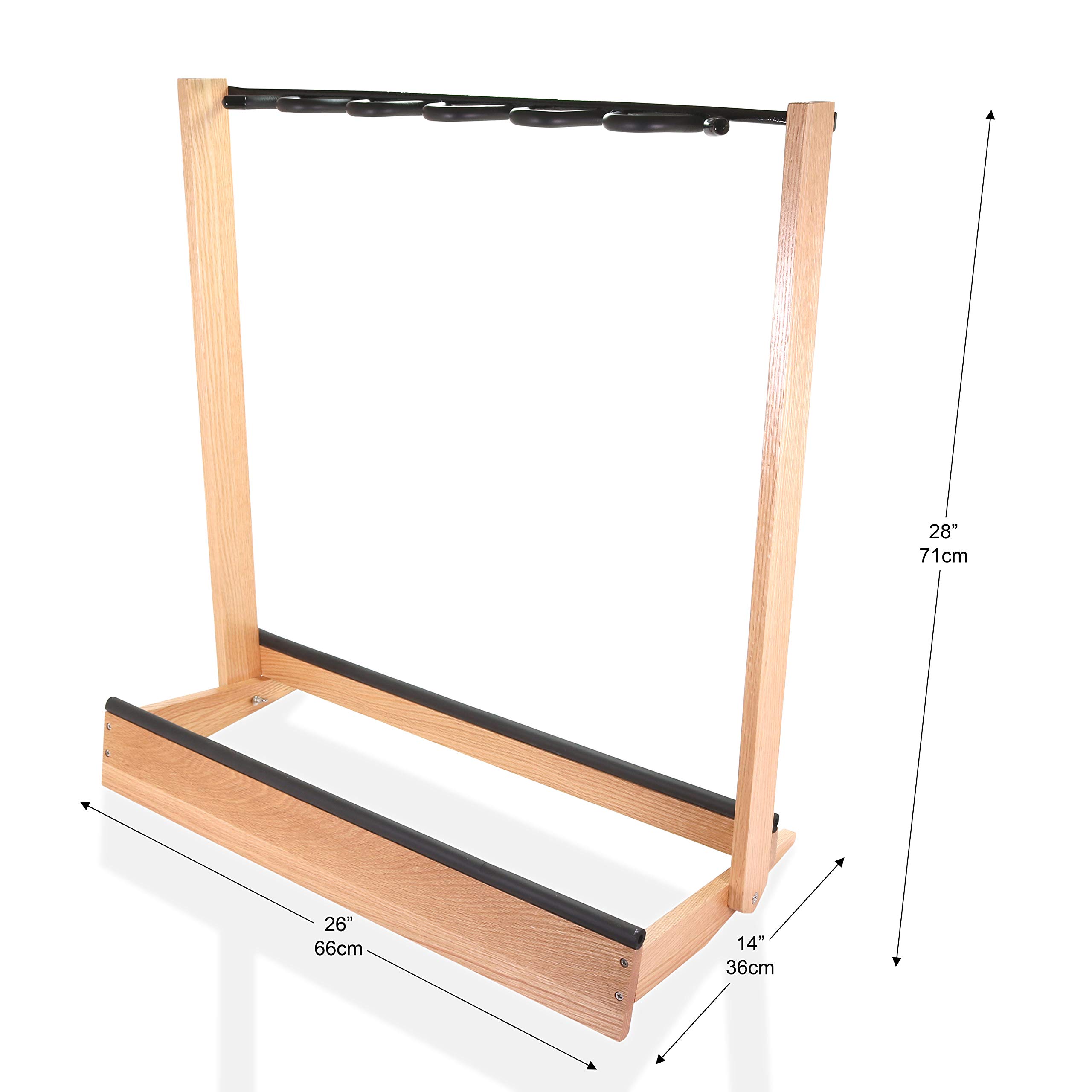 Espositore per chitarre in legno, per chitarre acustiche, elettriche e bassi, per casa o studio, supporto multiplo in rovere massello, con pulitore per corde incluso