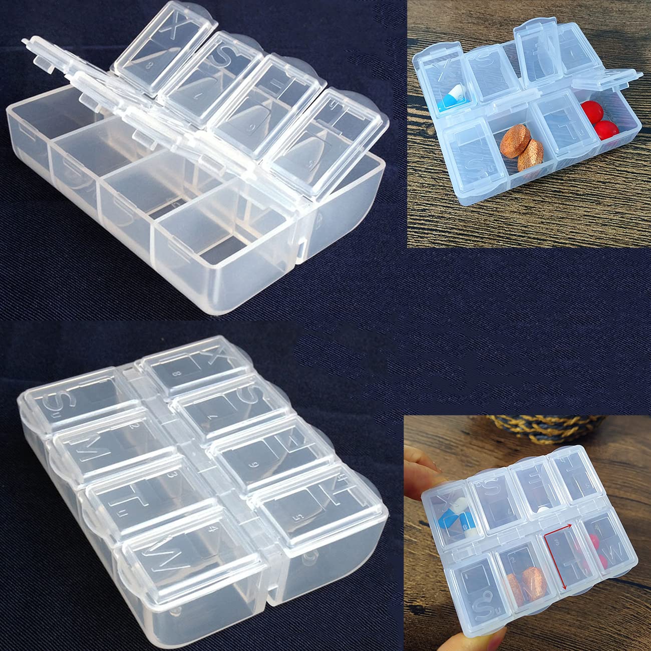 Clear Weekly Pill Case Pill Storage Box Transparent Travel Pill Organizer Food Grade PP Material Convenient to Carry (4)