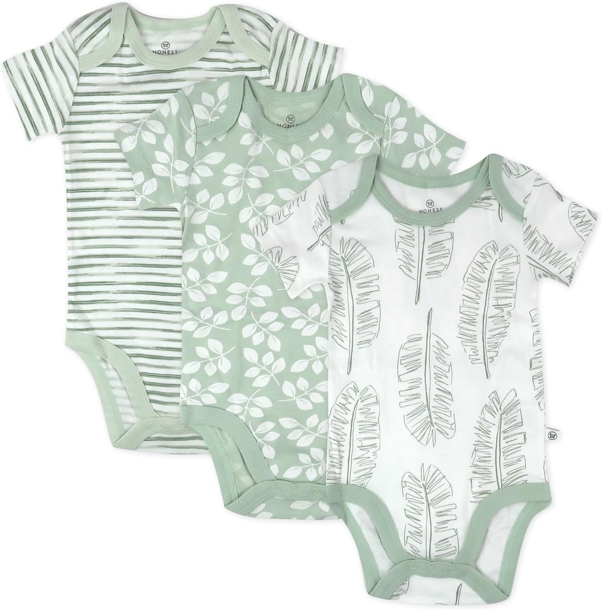 HonestBaby - Pack de 3 bodis de manga corta unisex para bebé, de una sola pieza, 100 % algodón orgánico, para bebés, niños, niñas, unisex