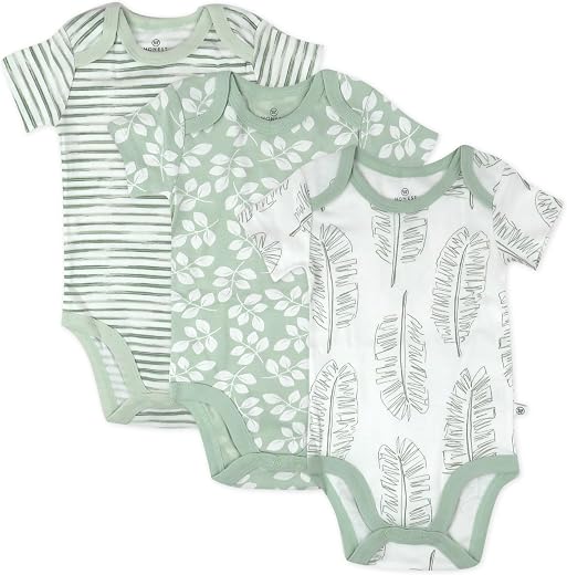 HonestBaby unisex-baby Multipack Short Sleeve Bodysuits One-piece 100% Organic Cotton for Infant Baby Boys, Girls, Unisex