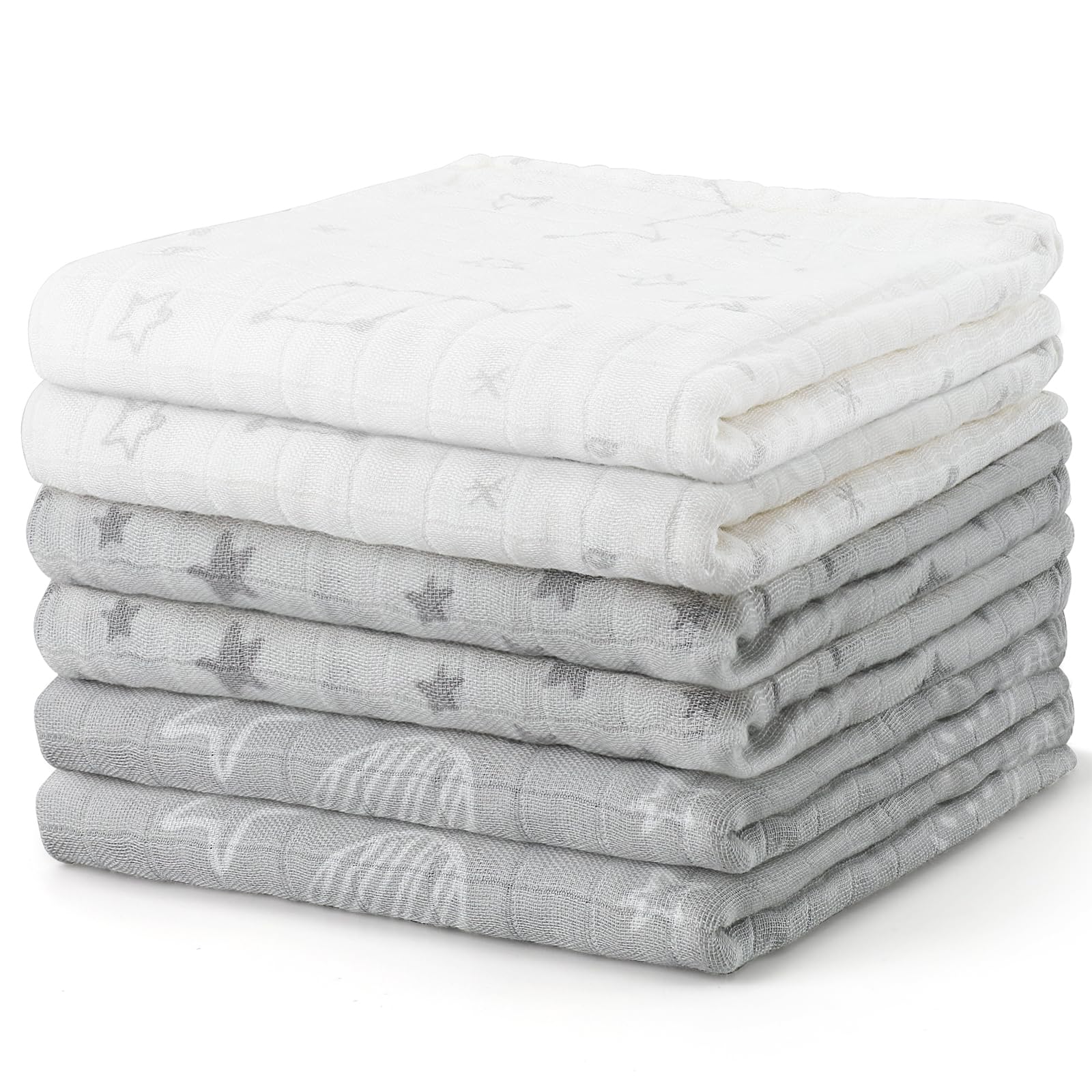 Maliton Muslin Cloths for Baby 6 Pack 70x70CM Baby Muslins Pack for Newborn Absorbent, Universe Stars