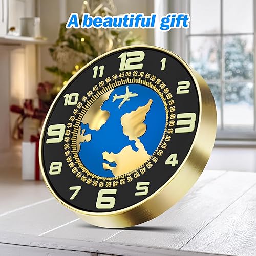 Miniatura 8 de Reloj de pared decorativo, funciona con pilas (AA batería no incluida), 12 pulgadas, marco de metal, silencioso sin tictac, textura de alta gama,