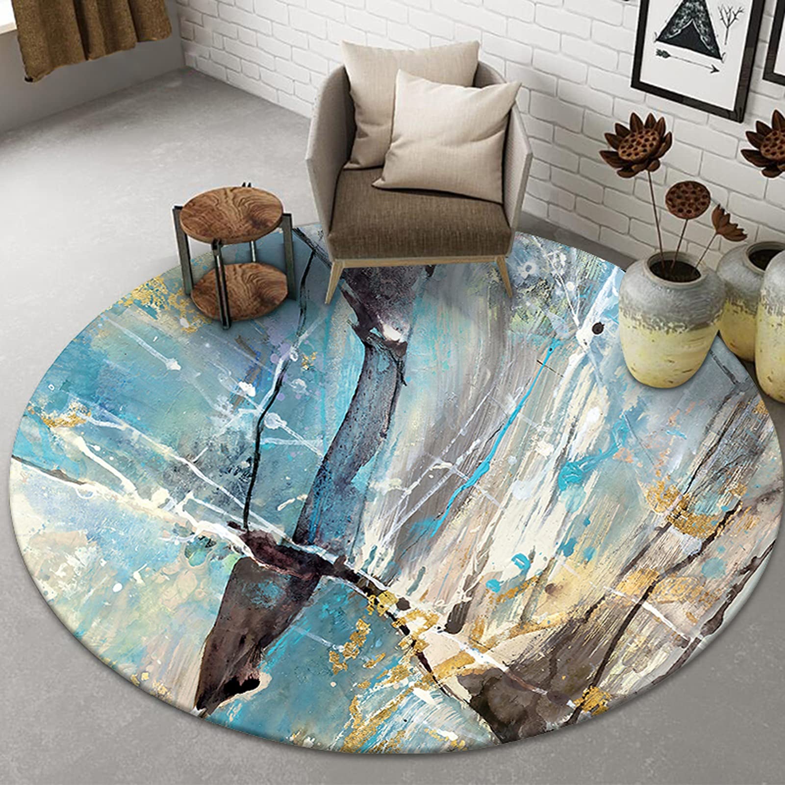Tapis rond 80-200 cm Wisdom lavable pour salon et cuisine