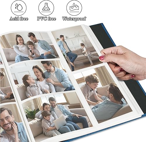 Vista 30 de Álbum de fotos de 4 x 6 pulgadas, 100 bolsillos, álbumes de fotos con cubierta de lino, álbumes de fotos para familia, boda, bebé, libro de fotos