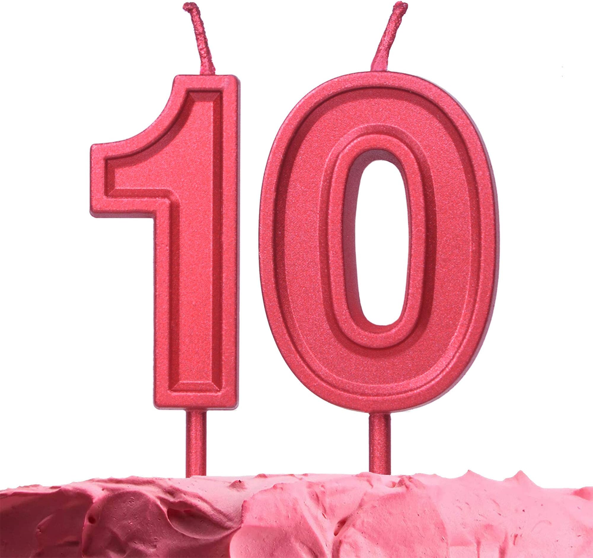 GET FRESH Number 10 Birthday Candle – Red Number Ten Candles on Sticks – Number Candles for Birthday Anniversary Wedding Party –10th Bday Candles for Cake Decoration – Vivid Red Number Cake Candles