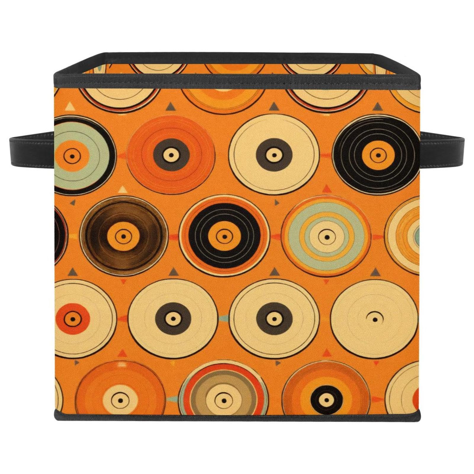 Boîte de rangement pliable au motif Orange Records pour sublimer vos étagères de salon