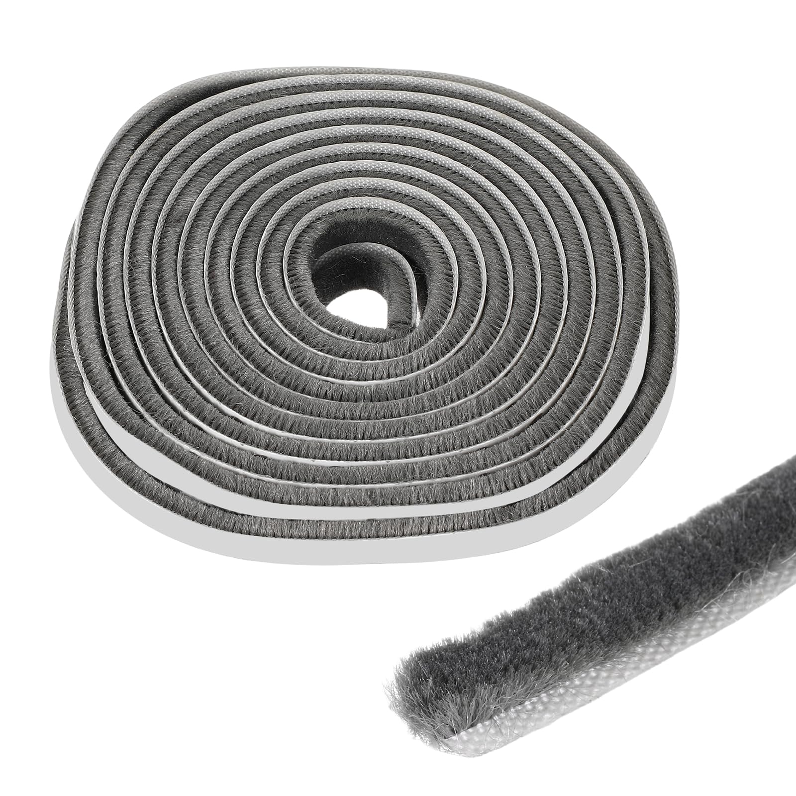 M METERXITY Brush Seal Weather Stripping, 196inch/16.4ft Self Adhesive Seal Strip for Windows Door Windproof/Dustproof/Noise Reduction 0.35x0.2/9x5mm [Grey] — image 1