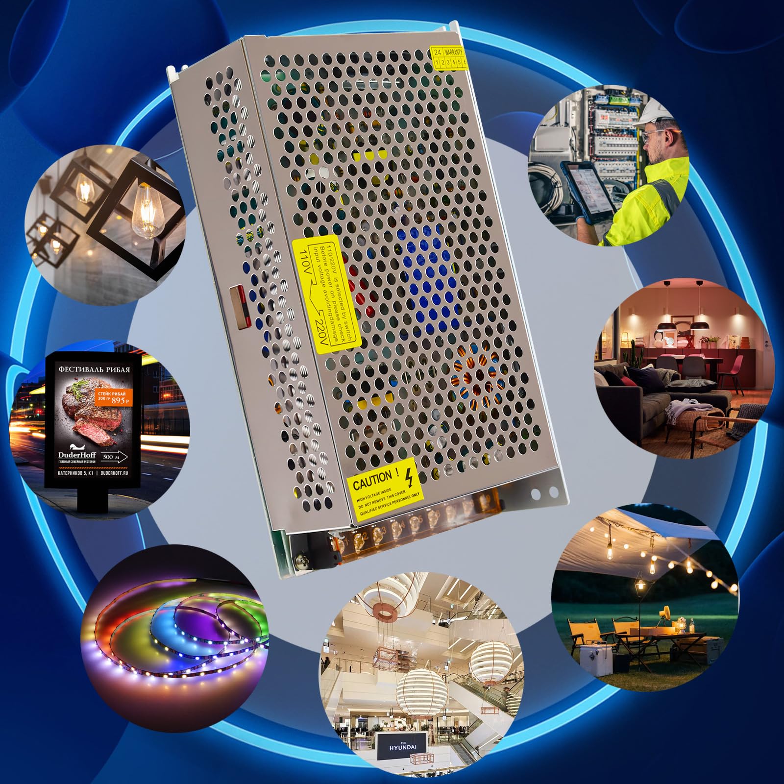 Fuente de Alimentación Conmutada 5V 40A 200W, Transformador AC 110/220V a DC 5V, Convertidor para Pantalla LED, Automatización Industrial y Monitorización