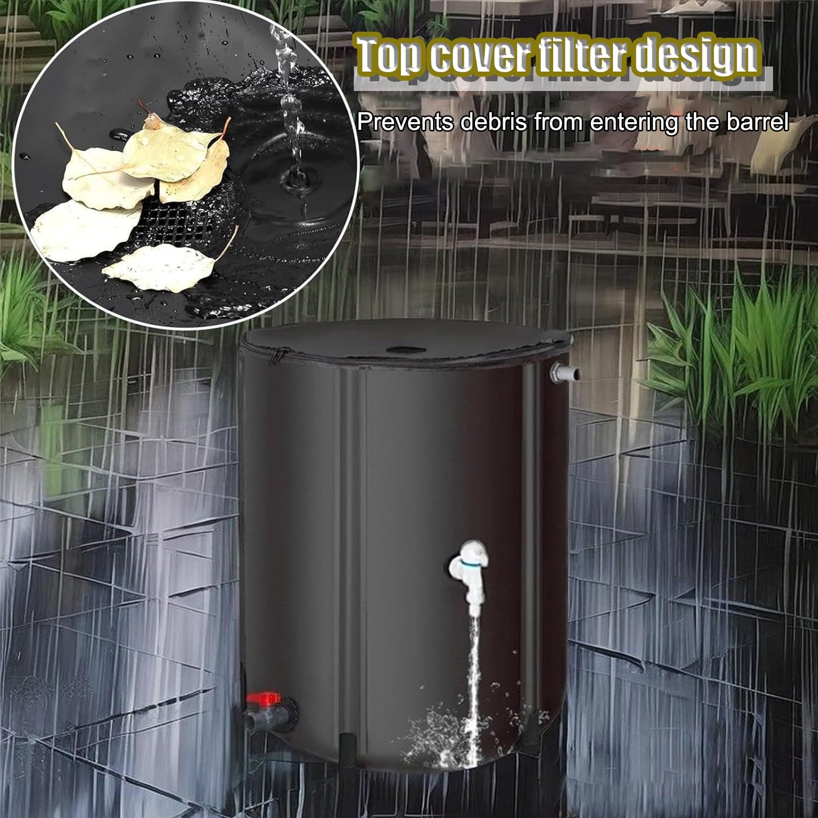 Depósito de recogida de agua de lluvia, Colector De Agua Lluvia for Canalones Multicolor 50L-1350L(Noir,200L)
