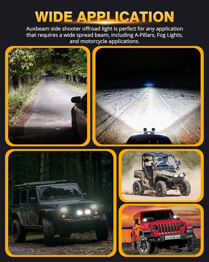 Auxbeam 4インチ 92W LEDキューブポッド サイドシューター付き Amazon.com: Auxbeam 4in 92W LED Cube Pod with Side Shooter