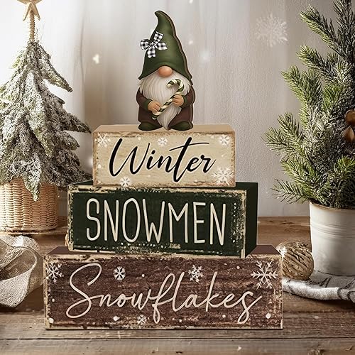 Miniatura 3 de 4 piezas de decoraciones de Navidad para interiores - Decoración de mesa de enano de madera para el hogar - Centro de mesa de Navidad para la mesa -