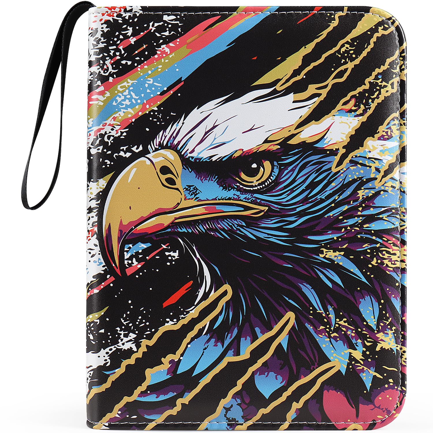 VEELAM 4 Pocket Card Binder, 3-Ring Trading Card Binder with Zipper for 400 Cards Collection, Eagle Pattern