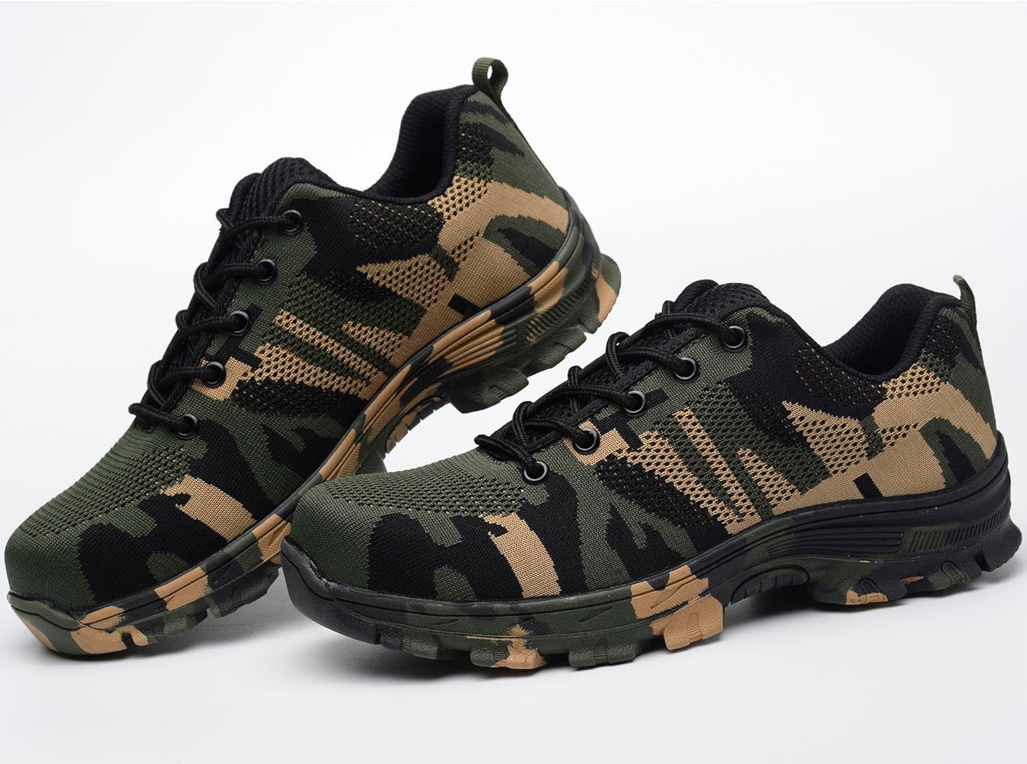 Women's Steel Toe Safety Shoes Breathable Industrial Sneakers Anti-Pierce Work Shoes Lightweight Camouflage Outdoor Boots