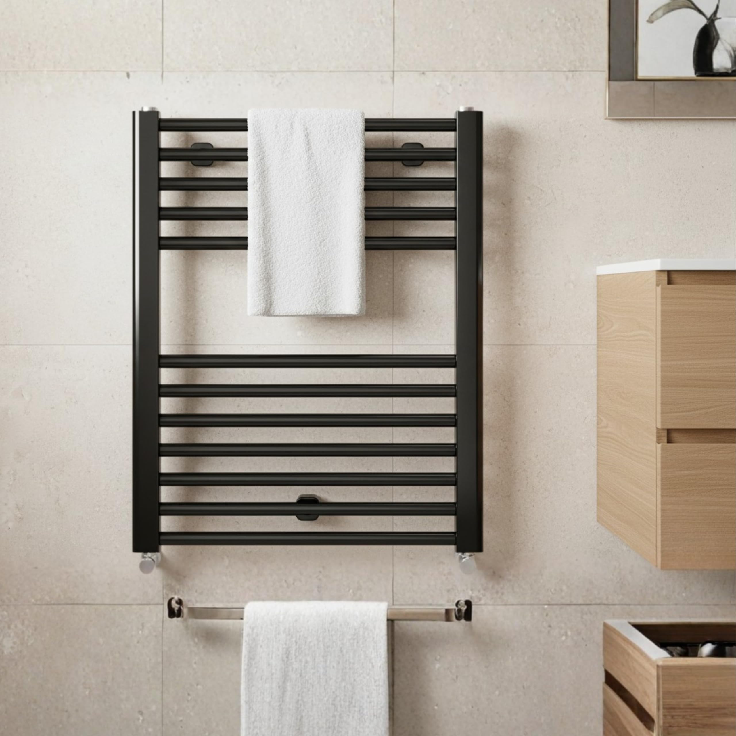 Grzejnik łazienkowy LUXRAD Basic G 628 x 500 mm czarny mat str. ZD 286W