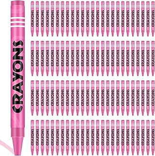Tenceur 100 Pcs Single Color Crayons Bulk Crayons Coloring Party Favors Pastels Set for Adults Teacher Painting Classrooms Groups Party Art Gifts Supplies(Pink)
