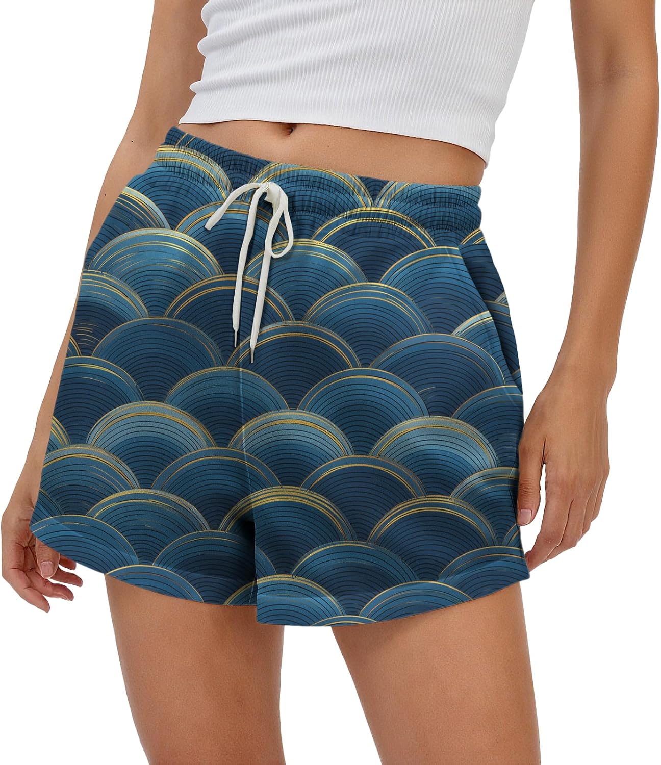 Women Sweat Shorts Elastic Waist Fashion Athletic Shorts for Women Baggy Sweats with Pocket Trendy Street Wear