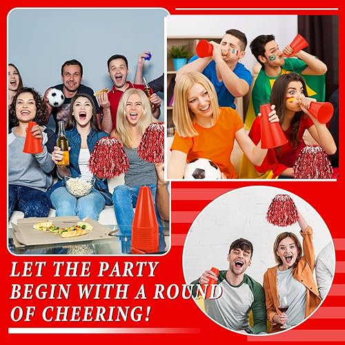 Miniatura 7 de Sosation 24 pompones azules de animación y animadora para recuerdos de fiesta de ruidosos para deportes megáfono de animación para animación baile