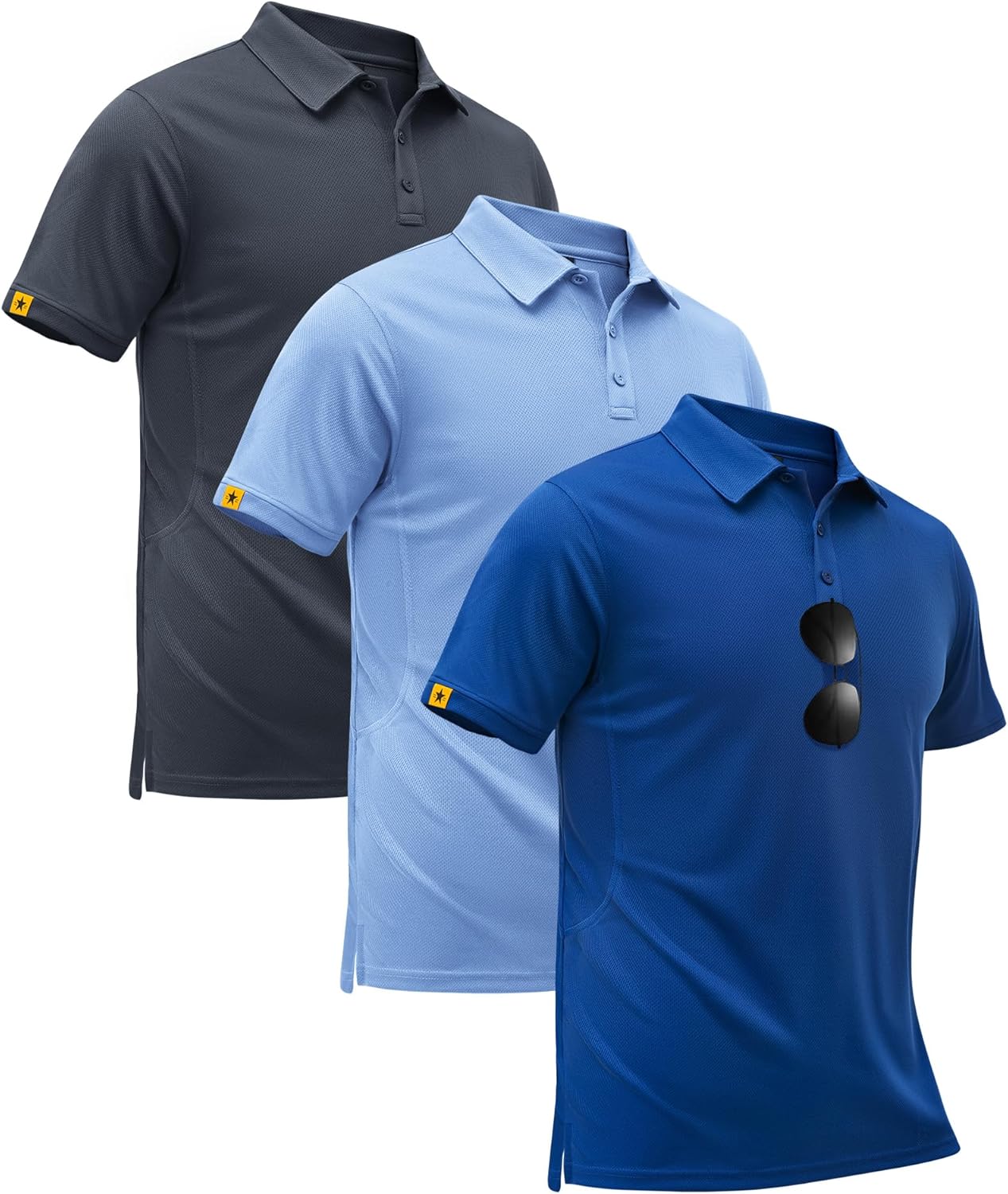 SECOOD 3 Pack Polo Shirts for Men Short Sleeve Moisture-Wicking Golf Shirts Athletic Casual Collared T-Shirt