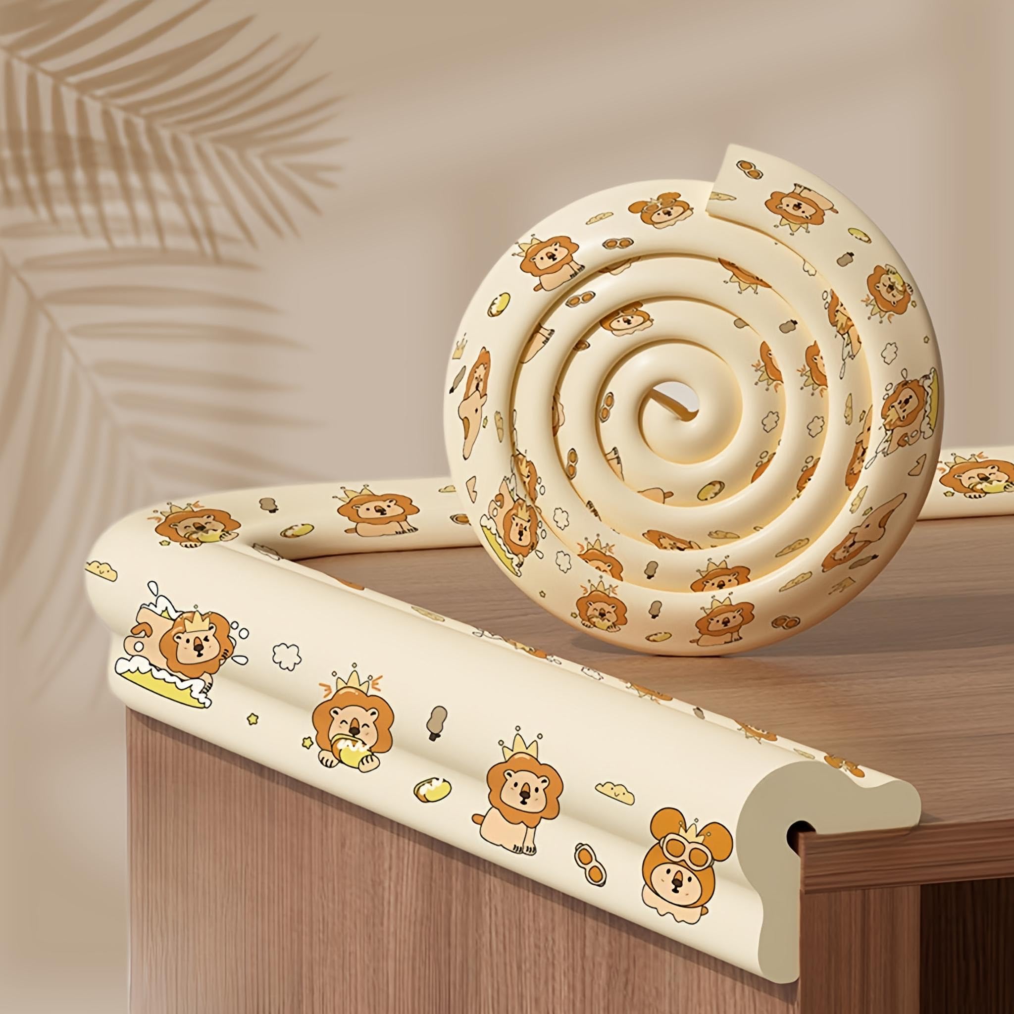 KidDough Baby Proofing Printed Edge Protector - 2 Meters Safety Strip, Dense Edge Guard for Kids Safety, Shock Absorbant Edge Protector, Baby Safety Products (Lion Print)