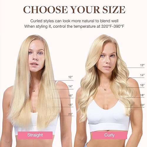 Miniatura 7 de GOO GOO Extensiones de cabello humano con alambre, rubio ceniza degradado a rubio dorado y rubio platino, extensiones de cabello Remy de 16