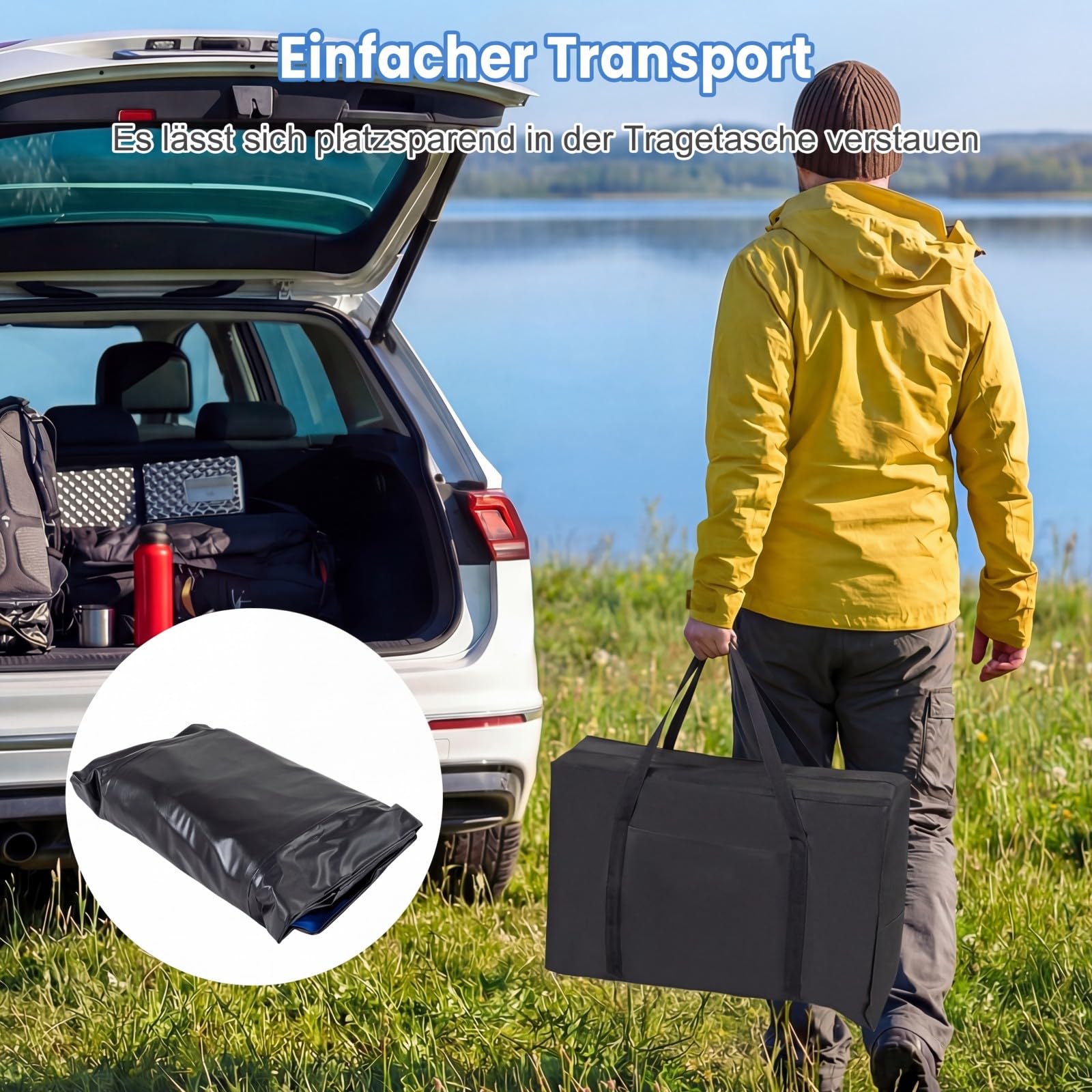 COSTWAY Kajak aufblasbar 2 Personen, aufblasbares Kanu mit Aluminiumrudern, gepolstertem Eva-Sitz, Handpumpe und Reparaturset, Schlauchboot mit Tragetasche, 230 kg Gewichtskapazität