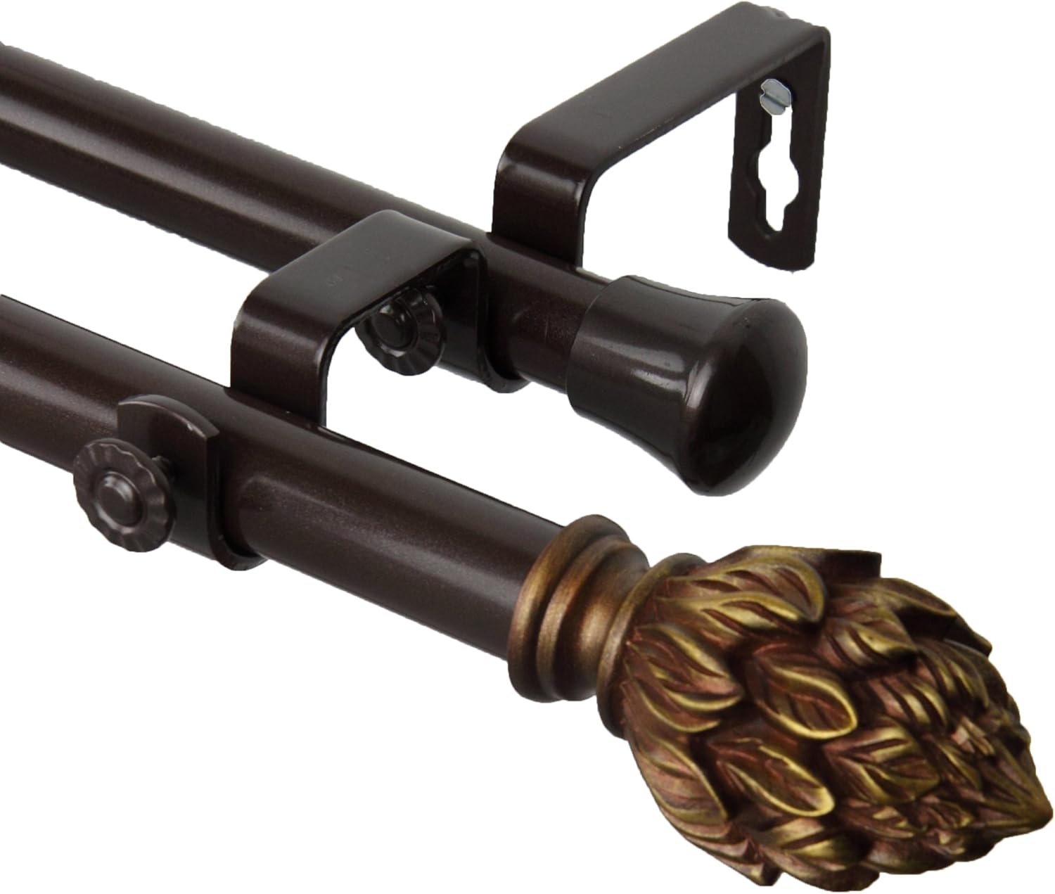 A&F Rod Decor - Ashland Double Curtain Rod 66-120 inch - Cocoa