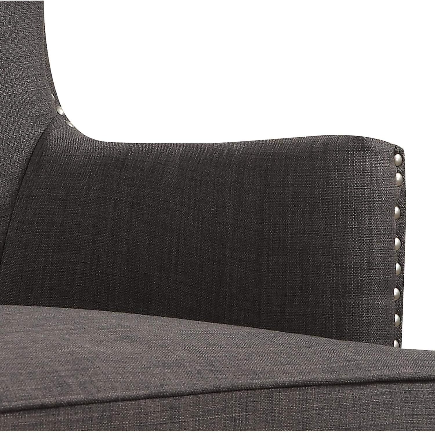 BOWERY HILL Accent Chair, 48" H x 31" W x 33" D, Polyester Upholstery in Heirloom Teal, Dark Brown Solid Wood Legs, Nail Head Trim, Transitional Style for Living Room or Home