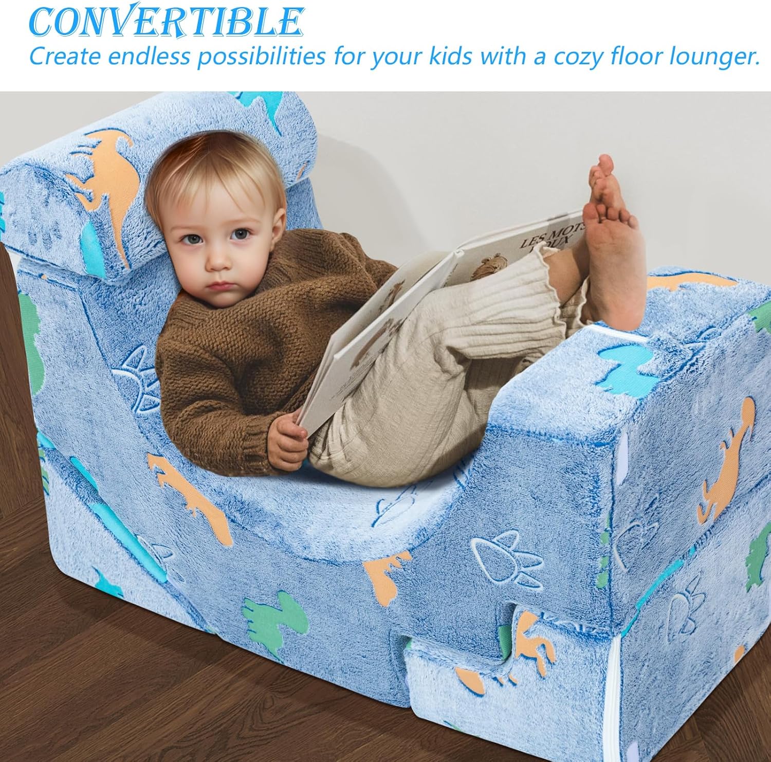 MeMoreCool Foam Climbing Toddler Couch, Modular Kids Sofa with Slide & Stair, Convertible Baby Couch for Playroom, Sectional Furniture for Crawling, Climbing, and Kids’ Play