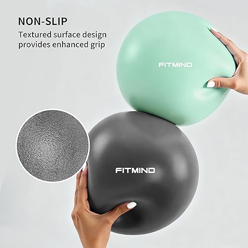 Miniatura 4 de FITMIND_Pilates Ball 10 Inch Anti-Burst Slip Resistant Mini Yoga Ball for Fitness, Core Training, Physical Therapy, Balance, Stability, Stretching