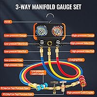 Vista 5 de R1234yf Juego de Bomba de Vacío y Medidor de AC, Kit de Manómetro de Bomba de Vacío de 4.5CFM para HVAC Automotriz Compatible con R1234yf, R404a