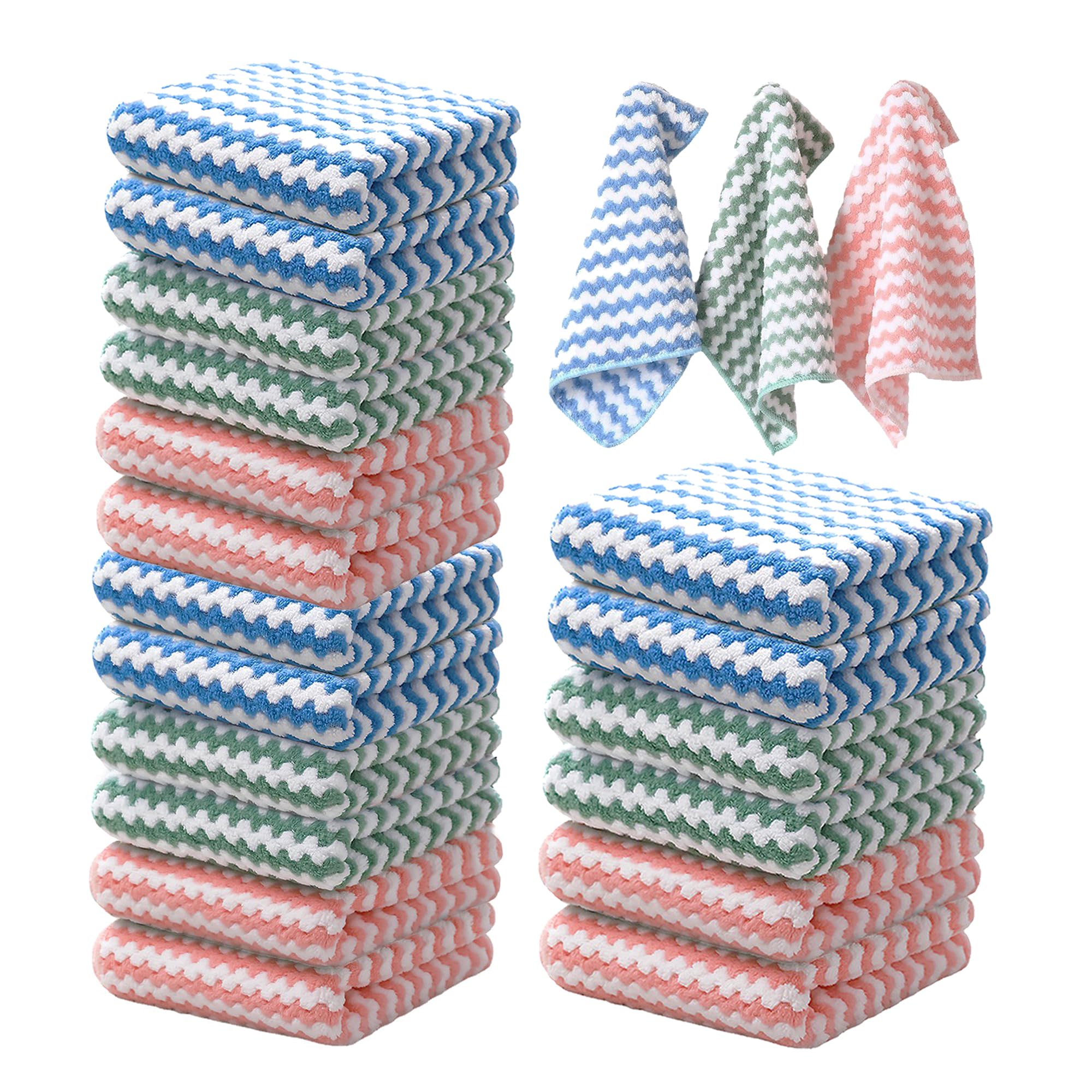 Microfiber Cleaning Cloth & Reusable Kitchen Towels Dish Cloth High Absorbent 10"x10" (18 Pack) - Easy to Clean Quick Drying