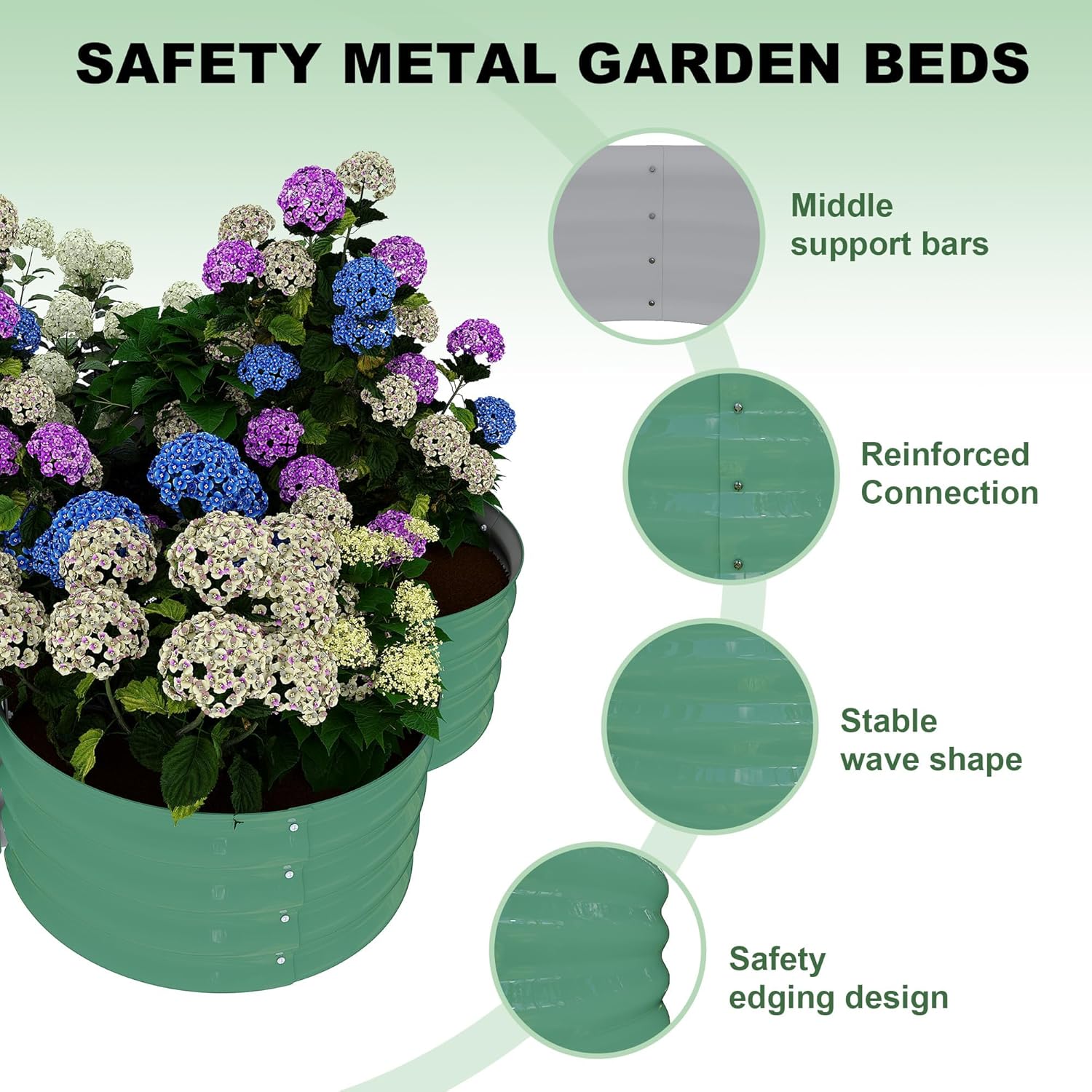 2-Pack Galvanized Raised Garden Bed, 4x4x1ft Outdoor Planter Box with Open Base for Herbs, Veggies & Flowers. Rust-Resistant Raised Garden Beds , Ground-Connected Design for Deep Root Growth, Green
