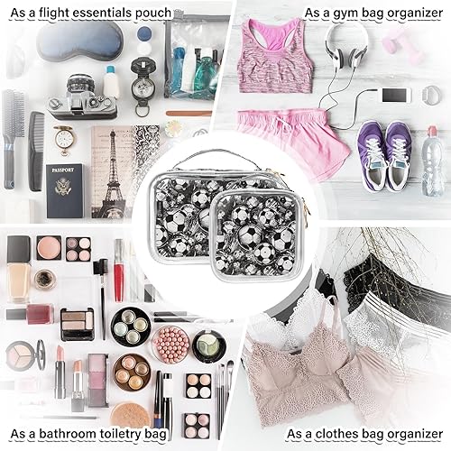 Miniatura 7 de Funny Soccer Clear Toiletry Bag for Traveling,2 Pack Makeup Cosmetic Bag with Zipper,Travel Bag for Toiletries,Travel Essentials 21214800