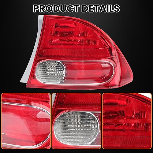 Miniatura 4 de Clidr Lente de luz trasera para Honda Civic 2006 2007 2008 sedán de 4 puertaslado del pasajero híbrido HO2801165 33501-SNA-A02 (derecha)