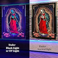 Vista 2 de Simsant Blacklight Wizard Skull Tapestry - Solar Iris UV Sol y Luna Star y Cloud Tarot - Tamaño grande 40 x 60 pulgadas para habitación YGTLSSI18