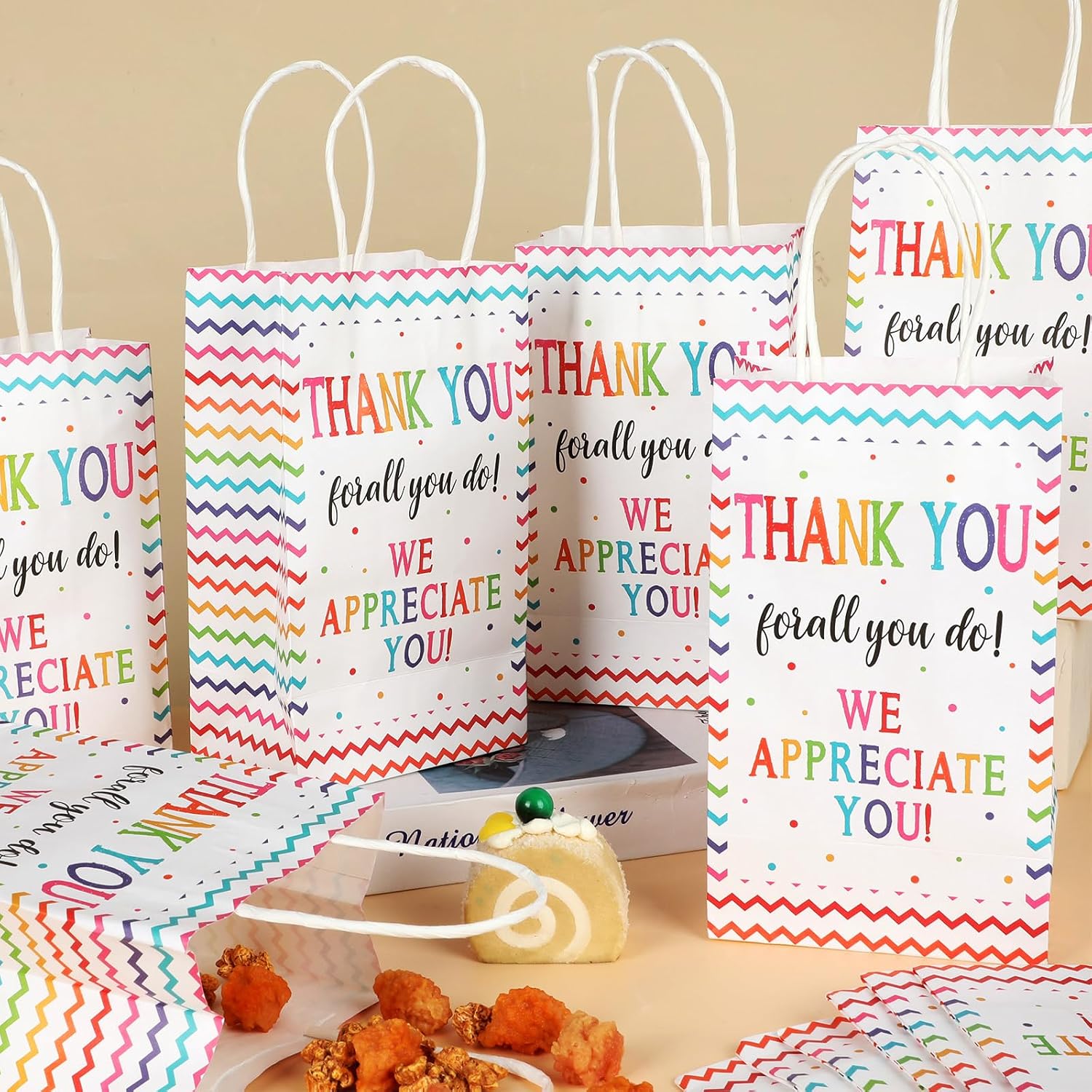 CHUNNIN 48 Pcs We Appreciate You Paper Gift Bags Thank You for All You Do Goodie Bag Be Thankful to Teacher Doctor Staff Treat Bag Decoration for Thank You Party Favors Supplies 8.26 x 4.7 x 3.14inch