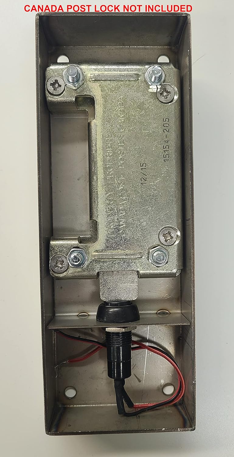 Postal Lock Intercom Box Surface for Postman Mail Delivery Canada Post Micro Switch Included with soldered Wires Antivandal Metal Material Ideal for Condo & Apartement Door Entrance