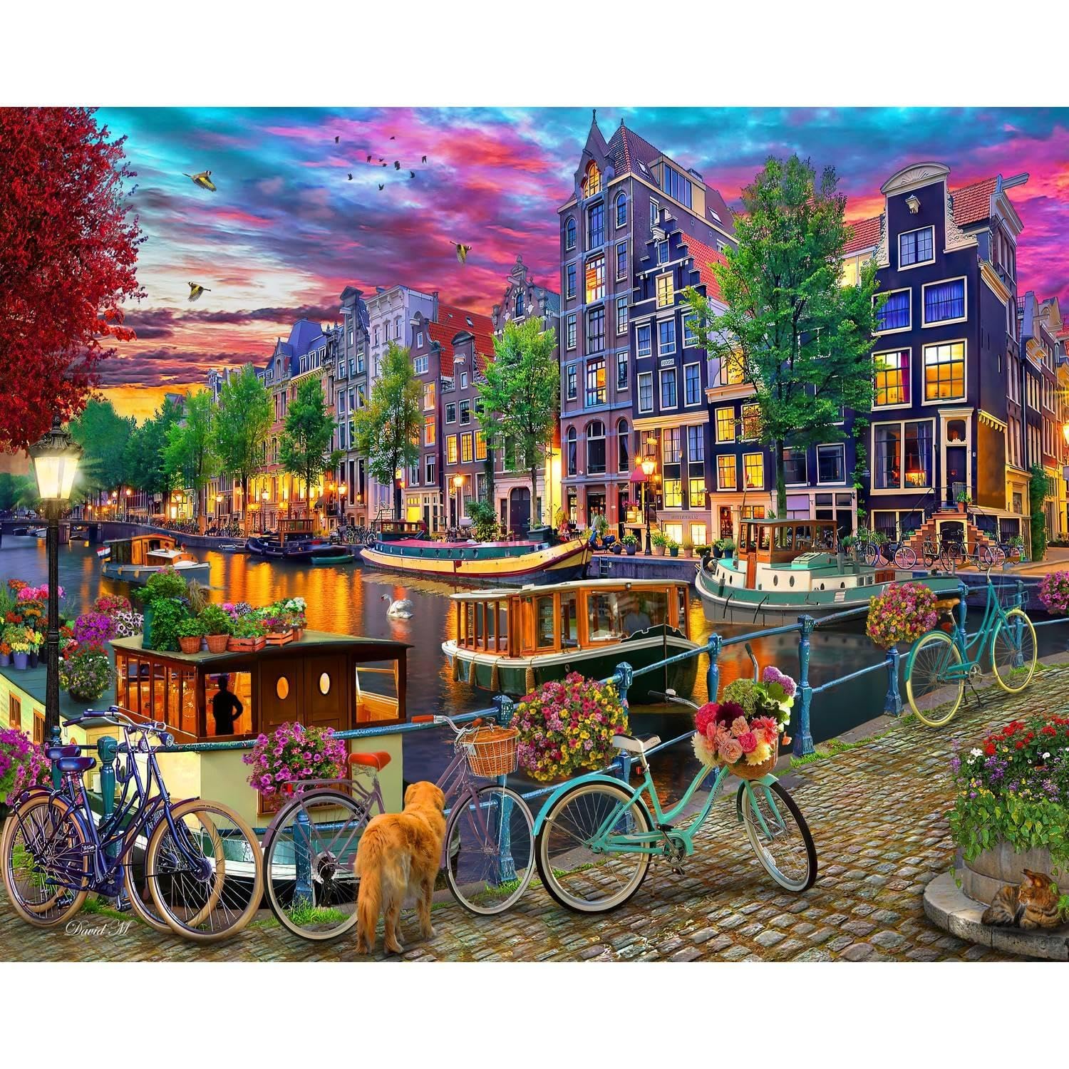 Amsterdam Canal' Jigsaw Puzzle 1000 Piece - Large Pieces - Fully Interlocking & Randomly Shaped Pieces