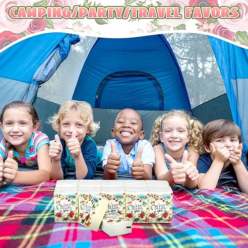 Miniatura 7 de Therwen Paquete de 100 pañuelos de bolsillo a granel, 1000 hojas, mini pañuelos a granel, 3 capas, tamaño de viaje pequeño, tamaño de bolsillo