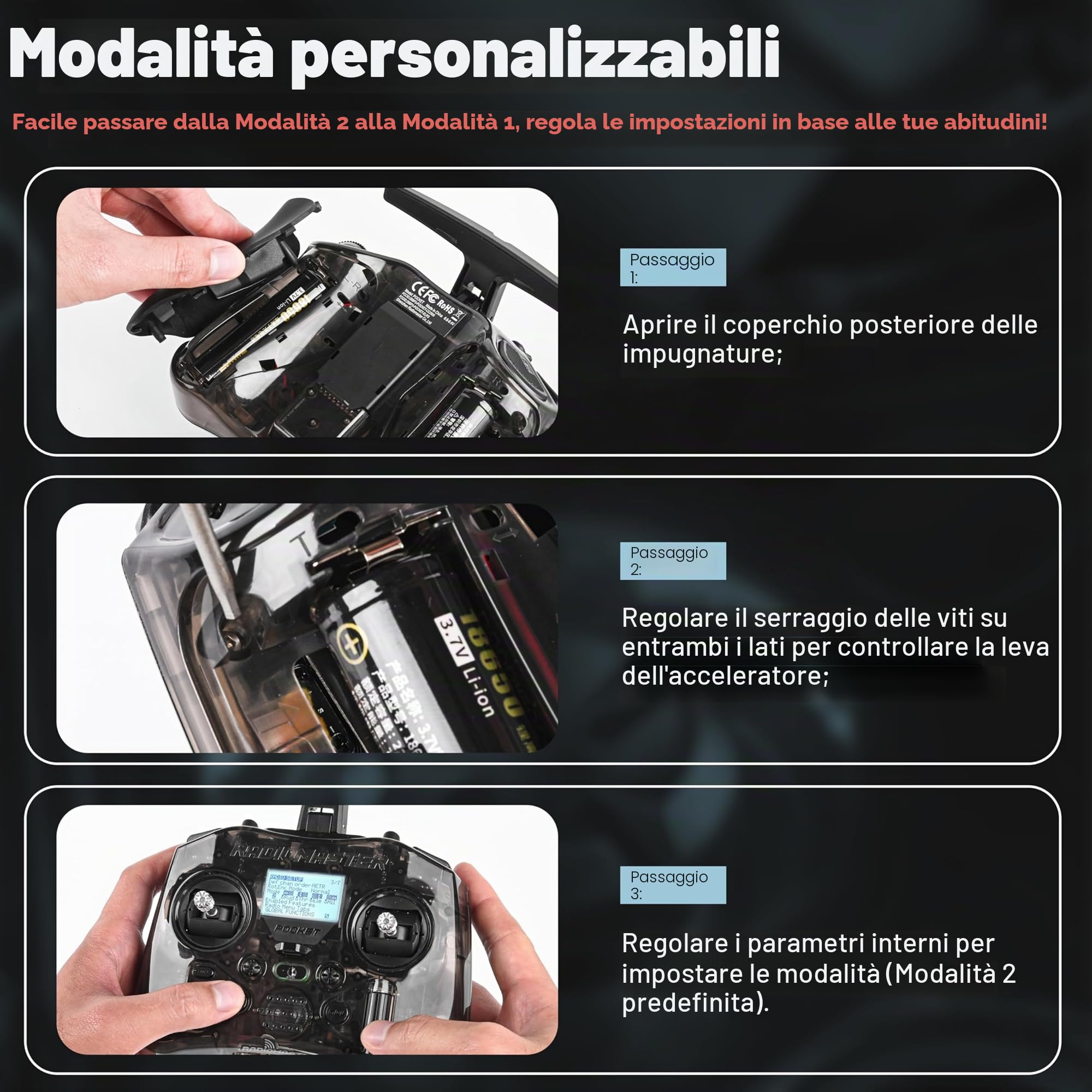 Telecomando Radiomaster Pocket ELRS - Trasmettitore EdgeTX Portatile con Joystick ad Effetto Hall e Luce LED, Compatibile con droni FPV/elicotteri RC, auto RC, barche RC e multirotori