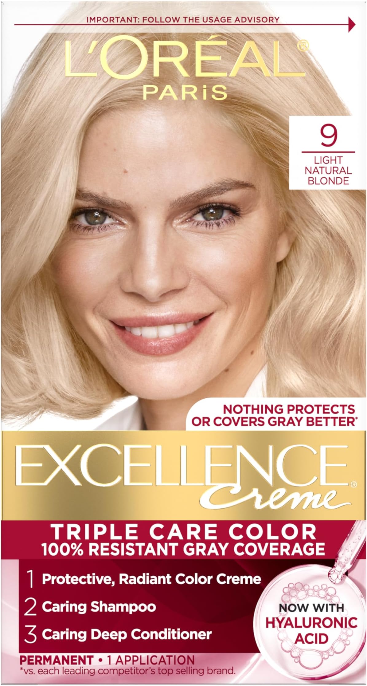 L’Oréal Paris LOreal Excellence Creme Pro Keratine 9 Light Natural Blonde Natural for Unisex - 1 Application
