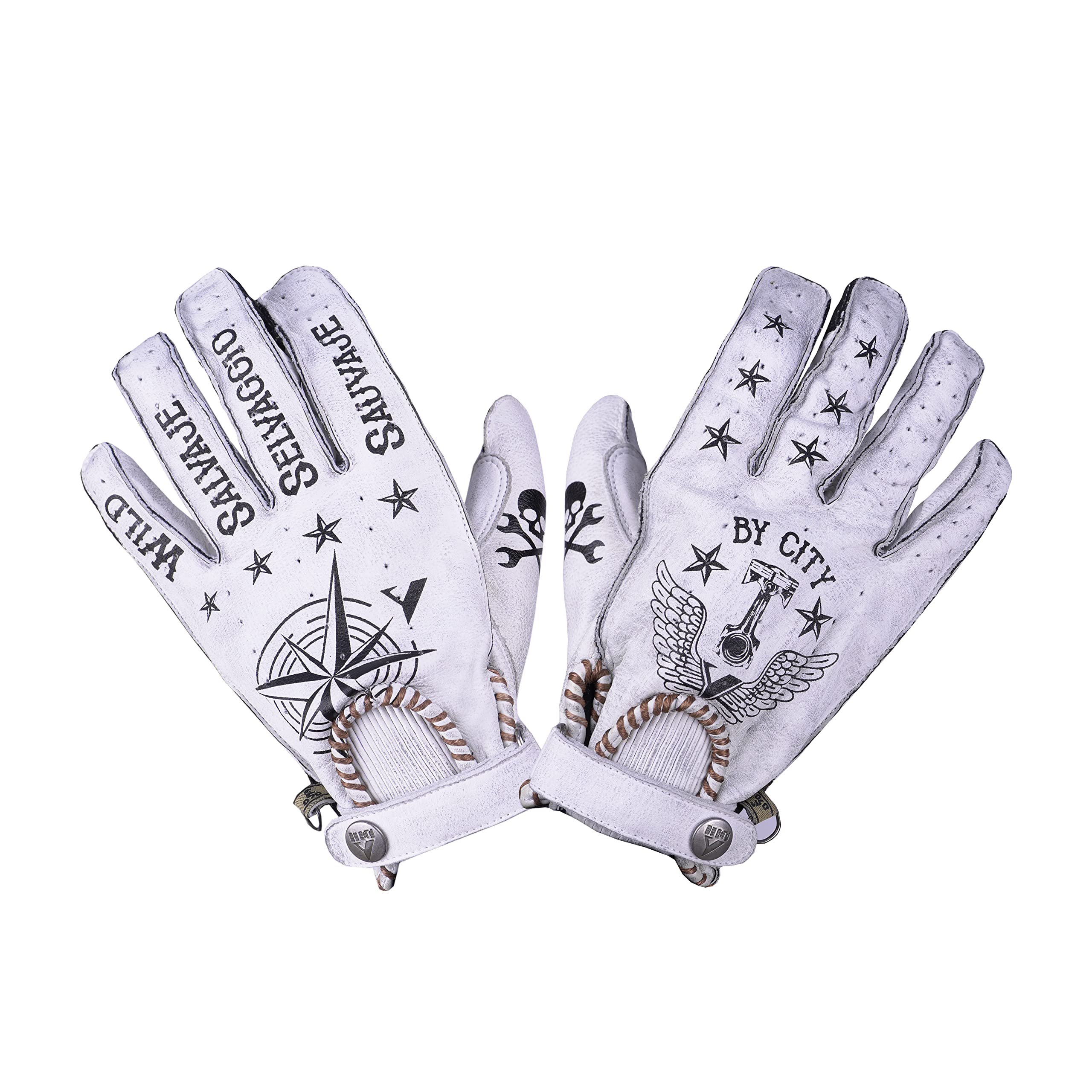 BY CITY | Guantes de Verano para Moto Second Skin Man | Guantes de Piel | Protecciones Rígidas en Nudillos | Zonas Acolchadas | Refuerzo Antiabrasión en la Palma | Transpirables