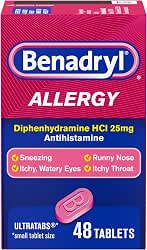 Benadryl Allergy Relief Ultratabs, 25 mg Diphenhydramine HCl, 48 ct